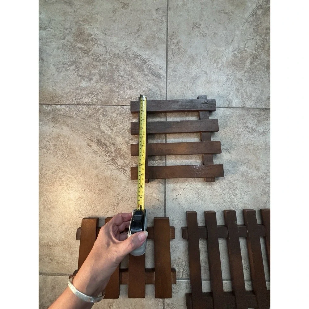 Vintage Handmade Wood Trivets Set of 3 Slatted Hot Pads Rustic Tongue Groove